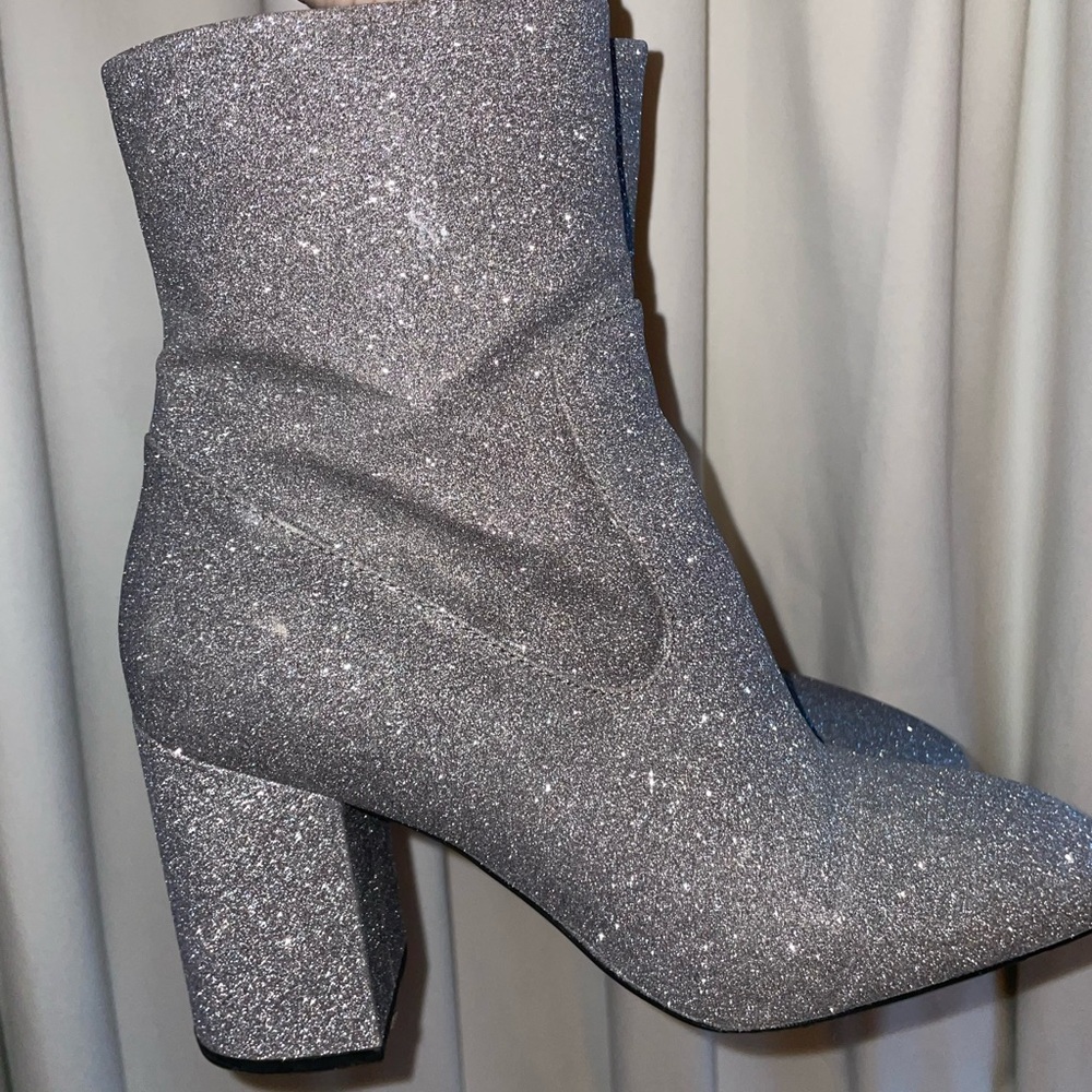 Glittery Silver Ankle Boots